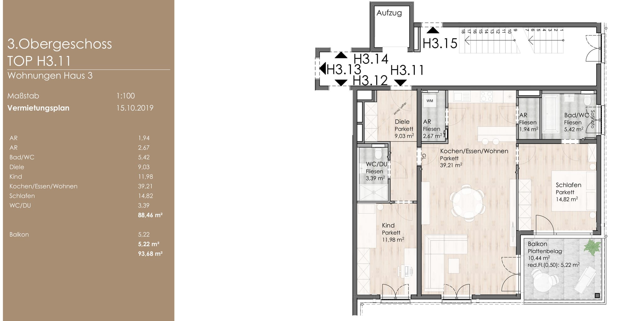 Wohnung 11 - 93,68 qm (Salzburger Straße 1) - vermietet