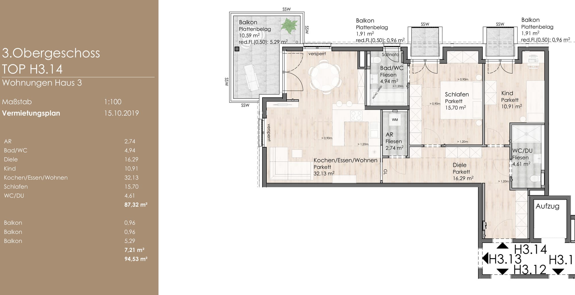 Wohnung 14 - 94,53 qm (Salzburger Straße 1) - vermietet