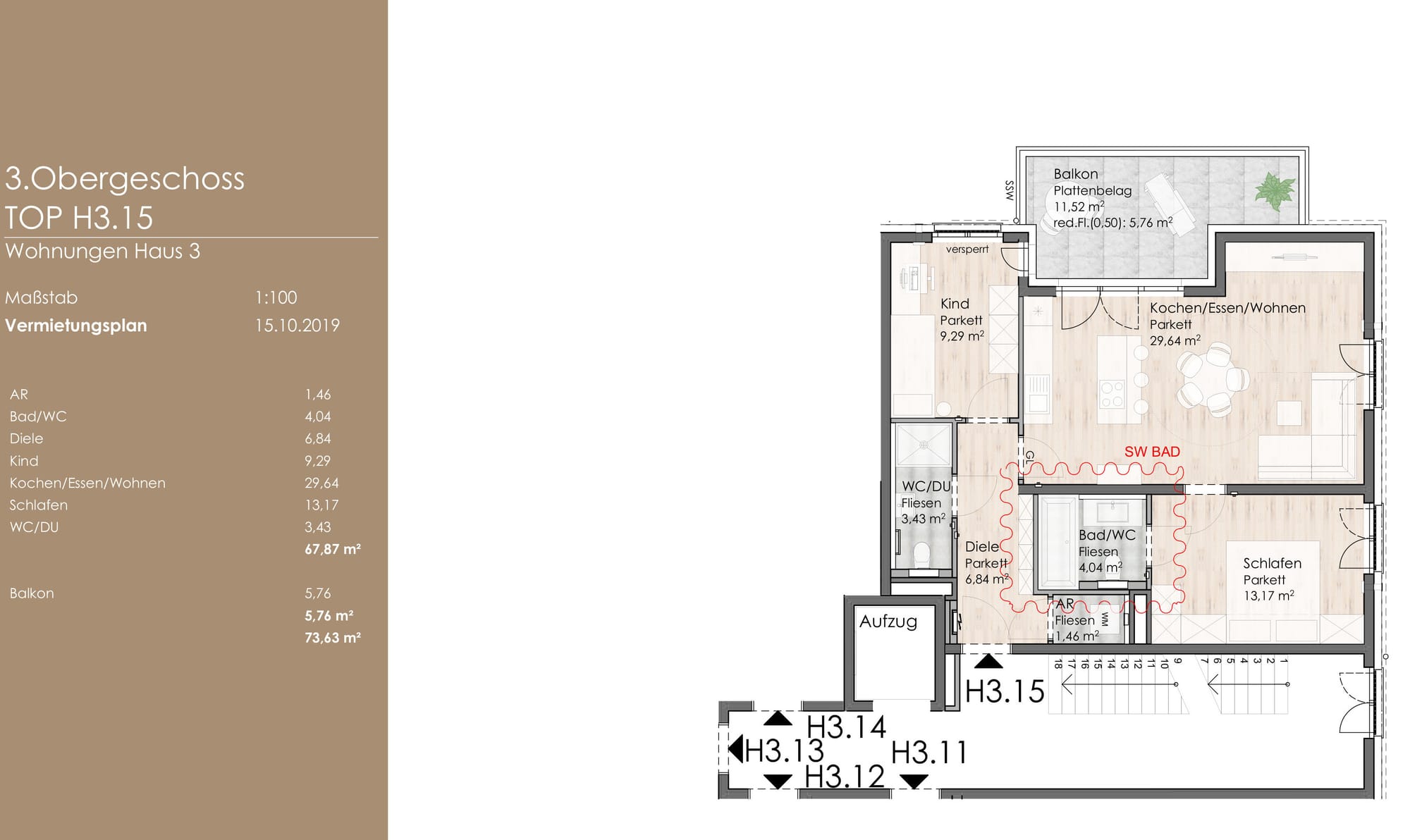 Wohnung 15 - 73,63 qm (Salzburger Straße 1) - vermietet