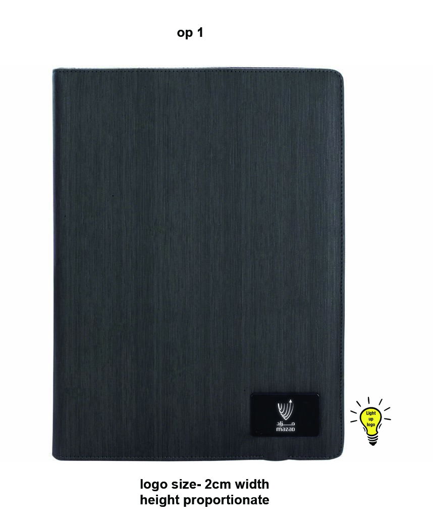 A4 Folder WI 5000 MAh Wireless Powerbank, LED Logo