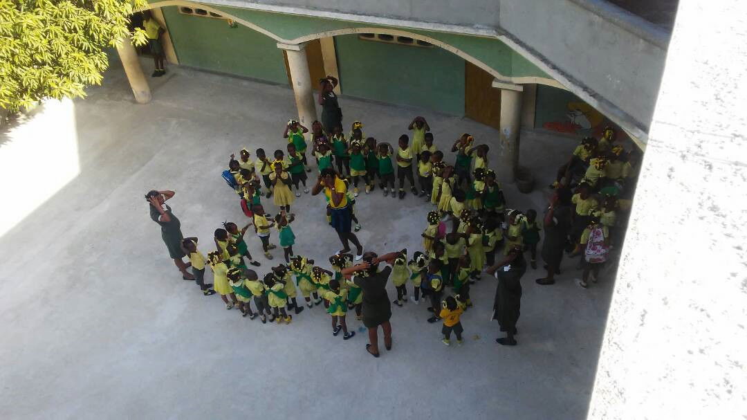 School children exercizing