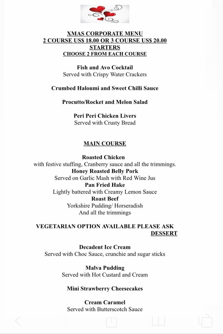Corporate Christmas Menu