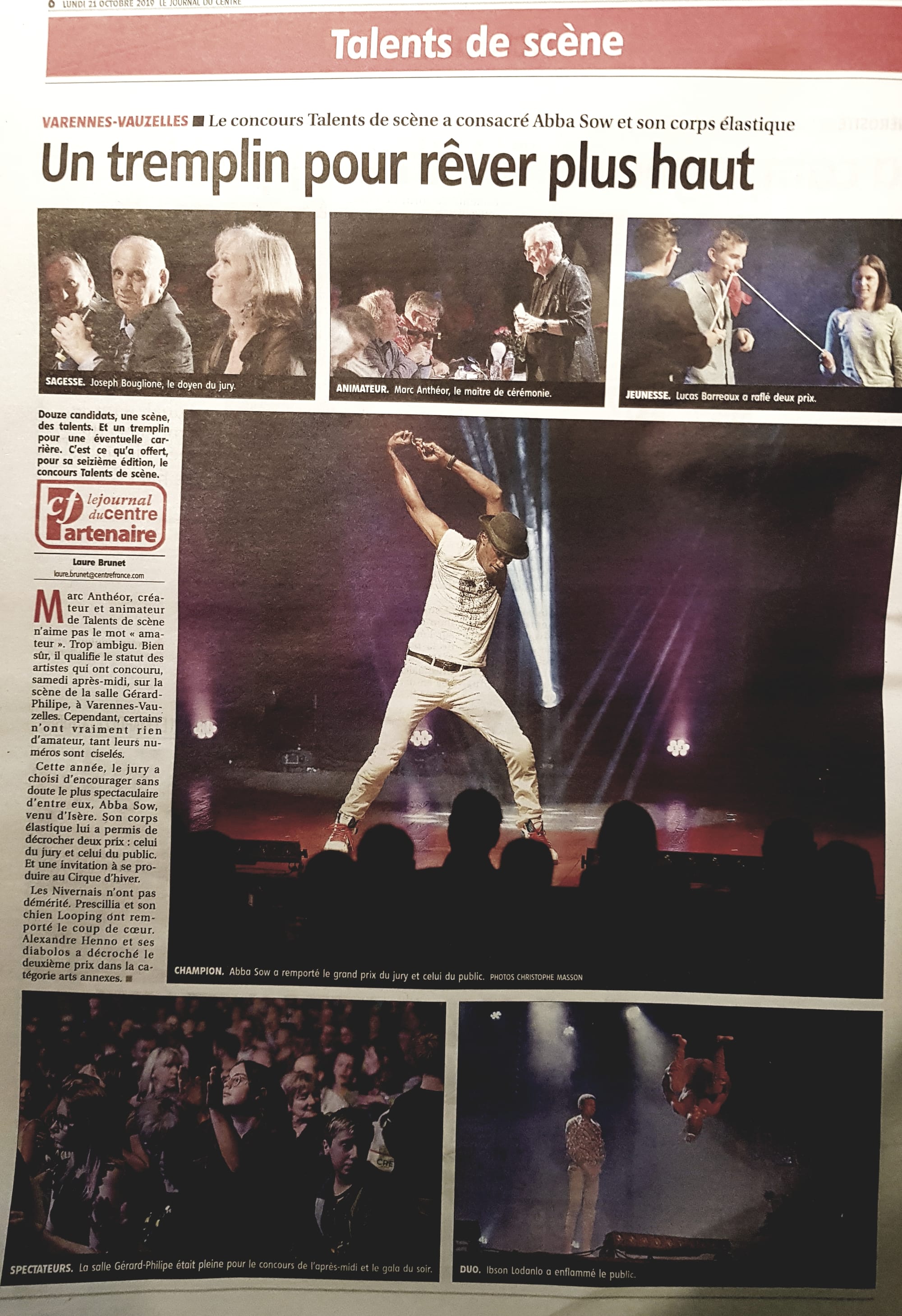 Page journal du Centre le 21 octobre 2019