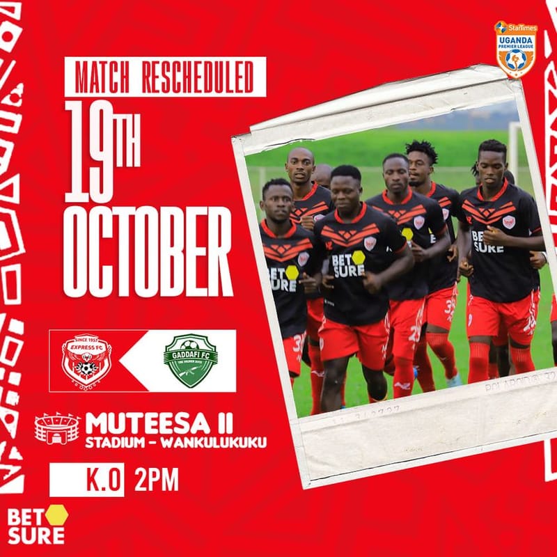 JUST - IN: EXPRESS - GADAFI WASHED OUT GAME FINALLY RESCHEDULED FOR WEDNESDAY