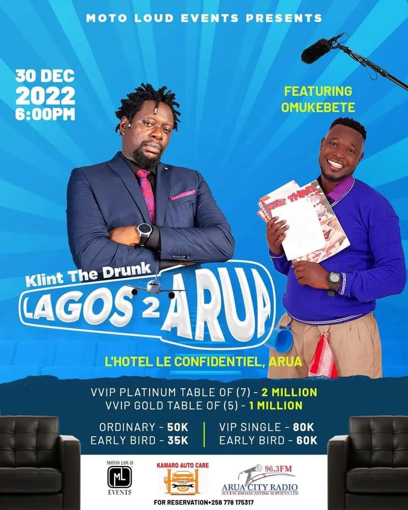 WORLD'S TOP COMMEDIAN KLINT DA DRUNK TO PERFORM LIVE IN ARUA CITY - THIS DECEMEBER - 30TH