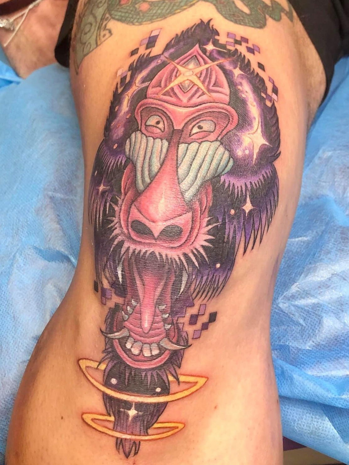 Cybertraditional Mandrill tattoo