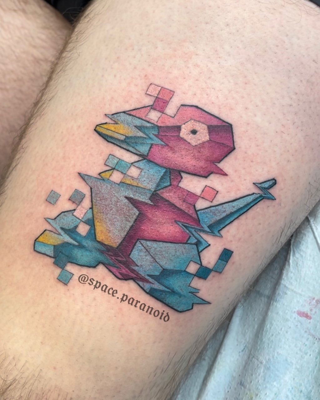 Glitch Style Porygon Tattoo