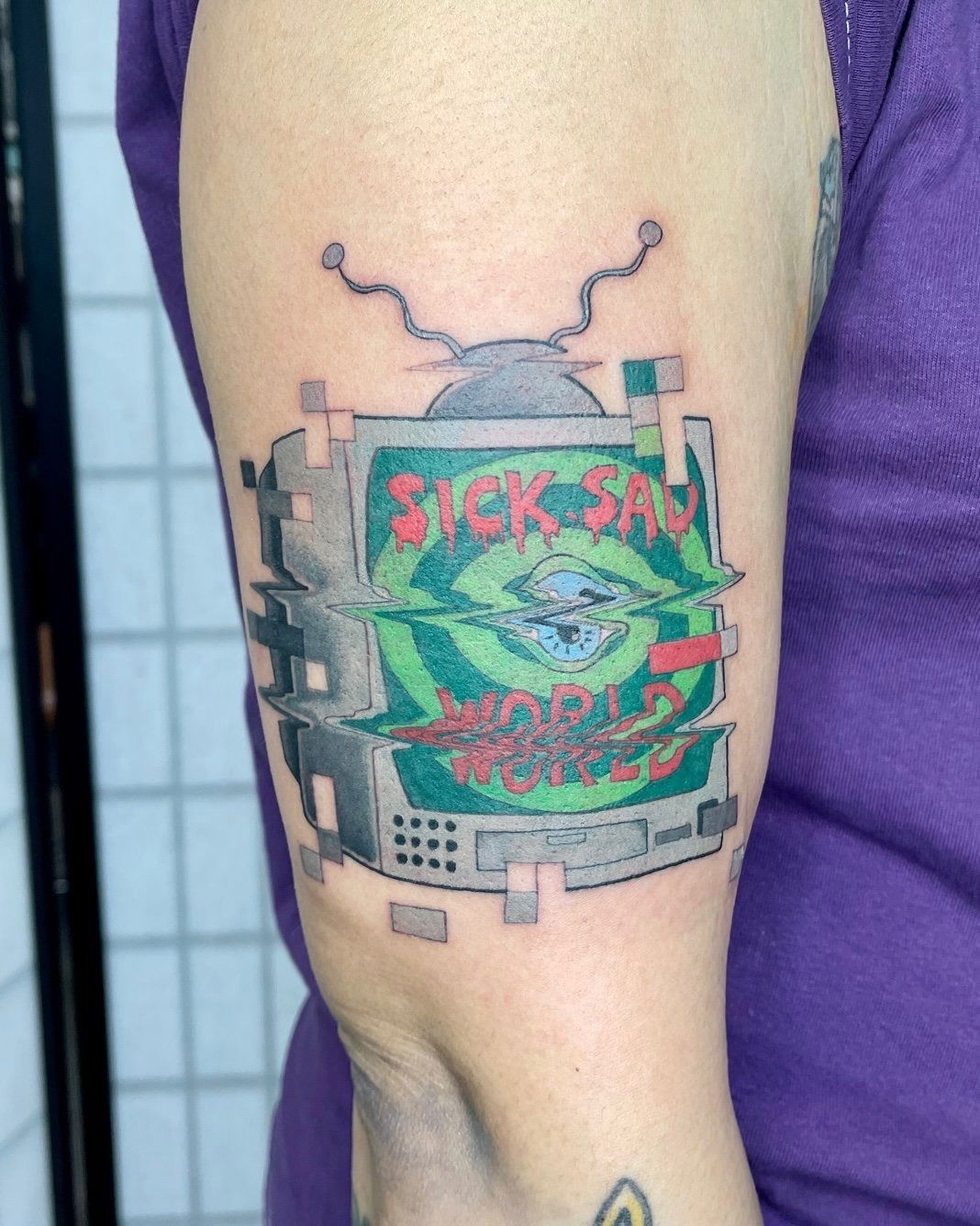 Glitch Sick sad world tattoo