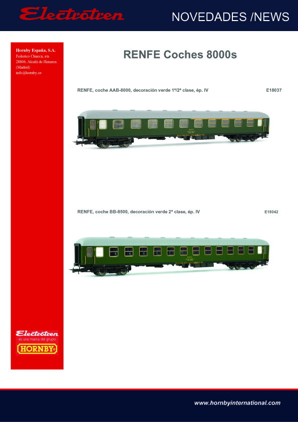 Novedades Electrotren RENFE Coches 8000s