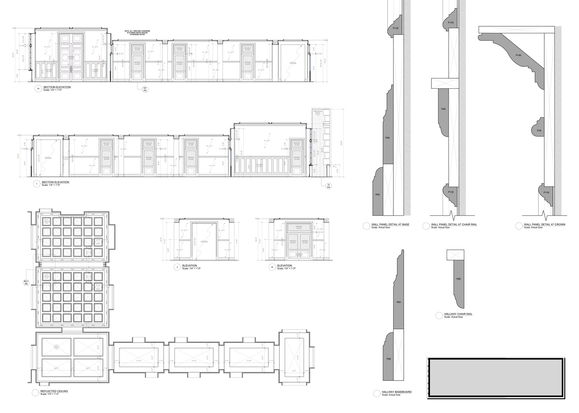 Radiant - interior LB Mayer's London office, reflected ceiling and elevation plate