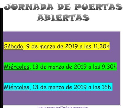 JORNADA DE PUERTAS ABIERTAS 2019/2020