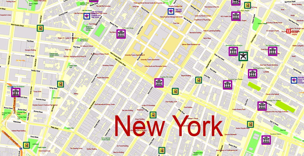 Manhattan New York Map for printing