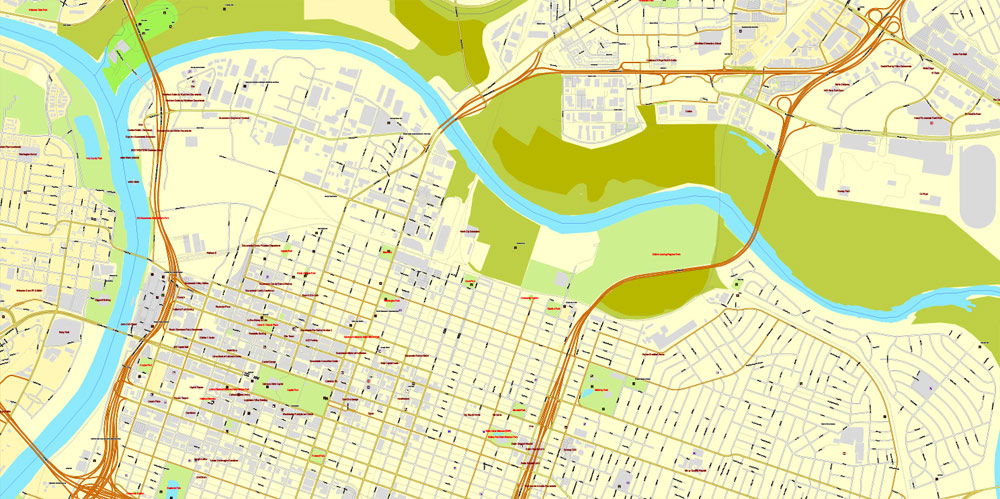 Sacramento printable and editable maps