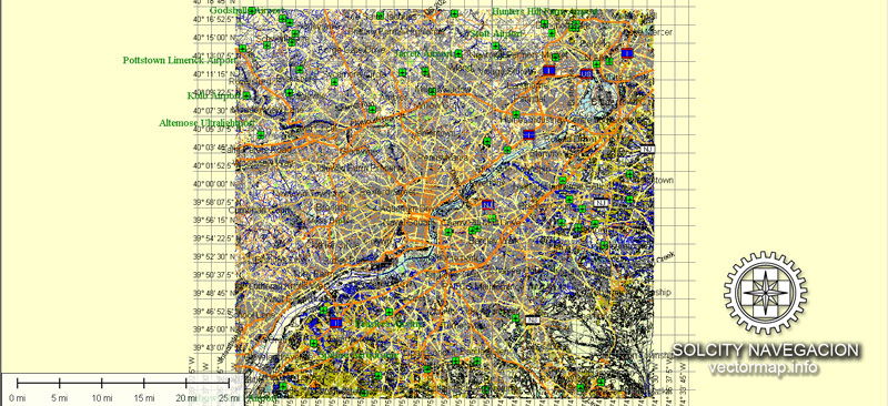 Philadelphia printable maps in PDF,  Pennsylvania