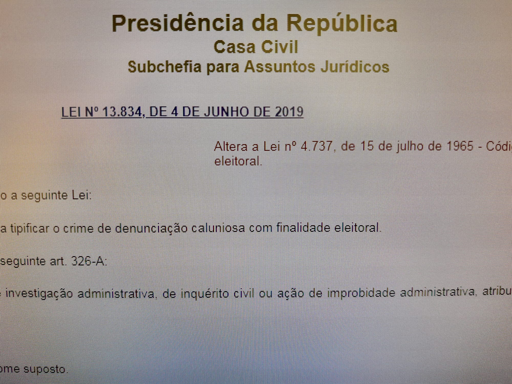 O novo crime eleitoral: denunciação caluniosa