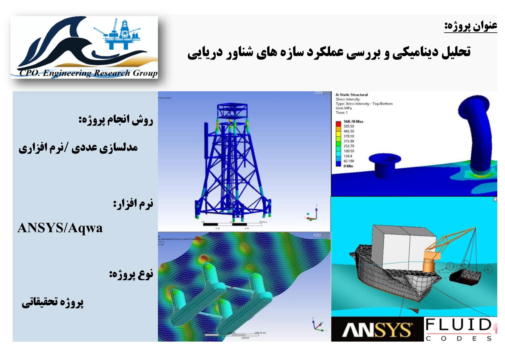 تحلیل دینامیکی و بررسی عملکرد سازه های شناور دریایی