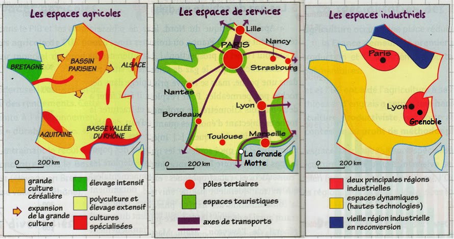 Les espaces productifs et leurs évolutions en france.