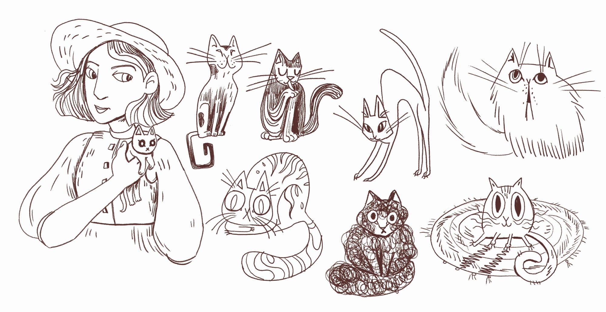 Cats and girl designs