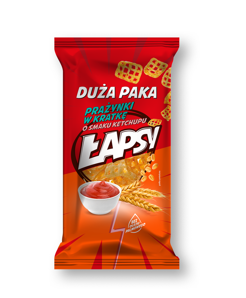 ŁAPSY prażynki w kratkę o smaku ketchupu 110g