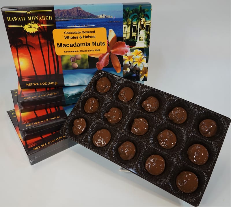 Milk Chocolate covered Macadamia Nuts Whole & Halves  5 oz.