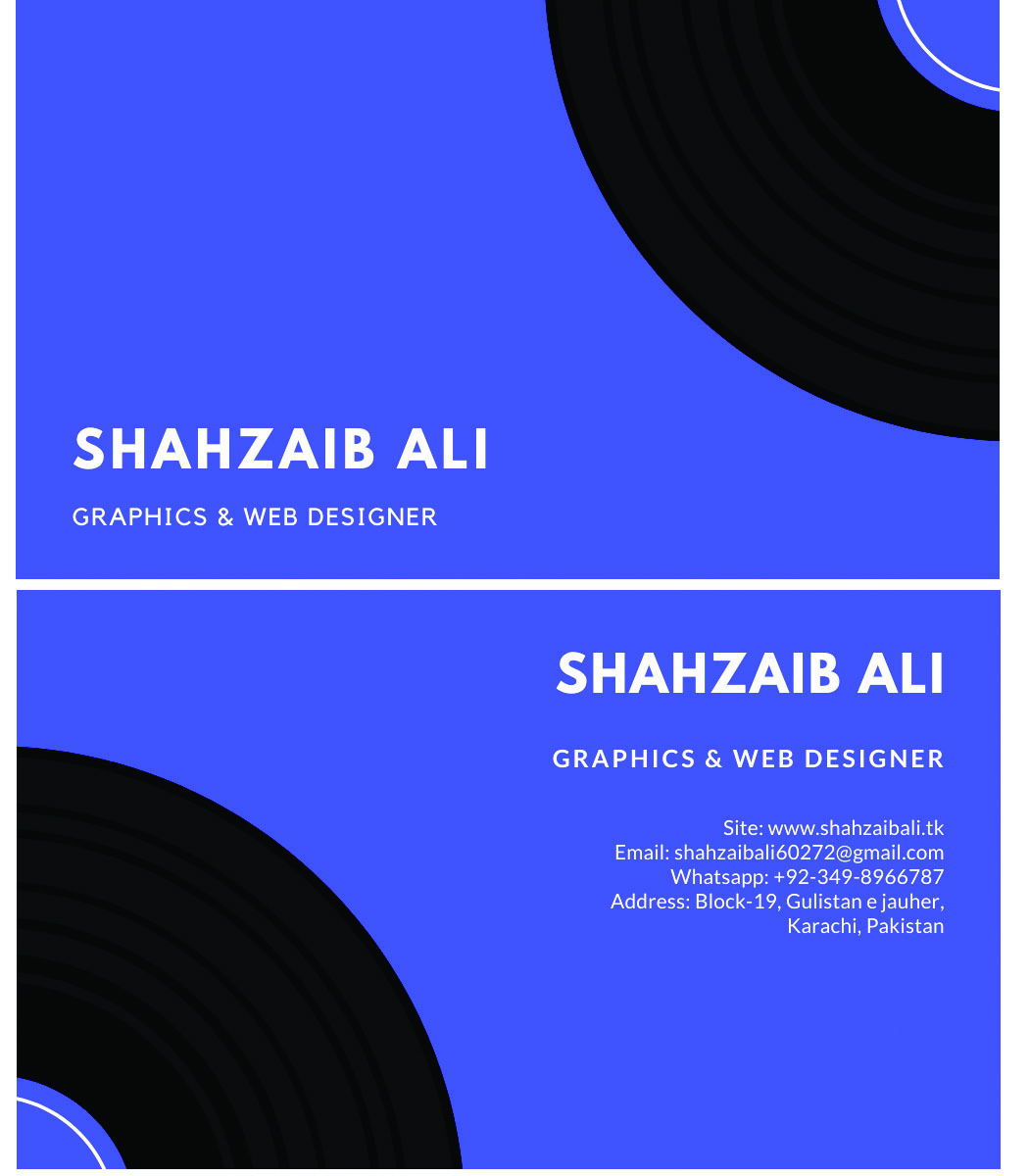 Shahzaib Ali | Visitng Card Design