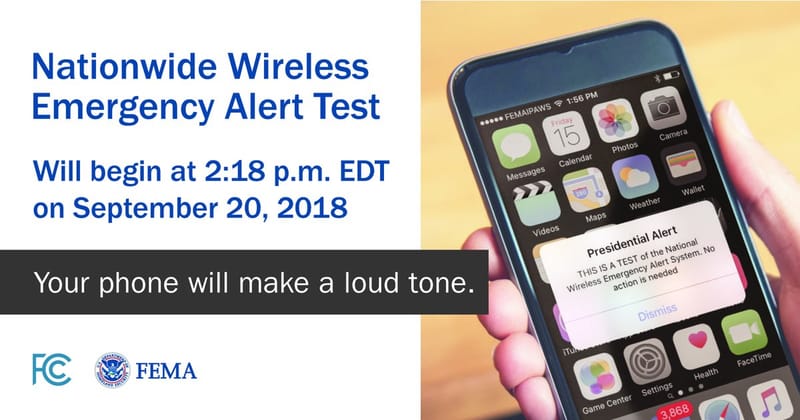 Nationwide Emergency Alert Test Planned for Oct. 3; Test Messages Will be Sent to Cell Phones, TV and Radio