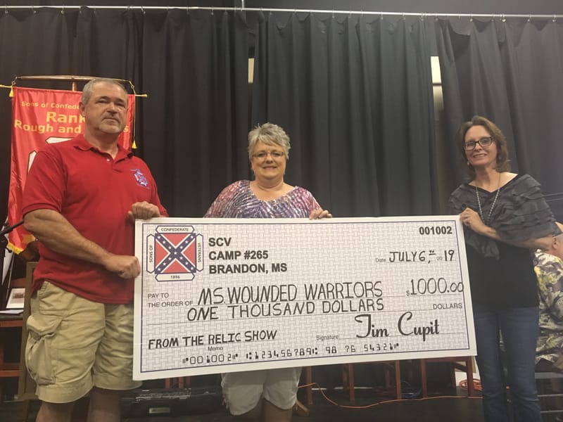 Sons of Confederate Veterans Camp #265 raised $1,000 for the Wounded Warriors of Mississippi