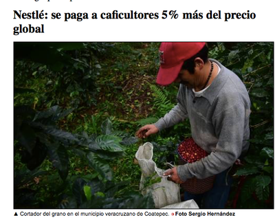 Nestlé: se paga a caficultores 5% más del precio global