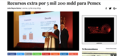 Recursos extra por 5 mil 200 mdd para Pemex
