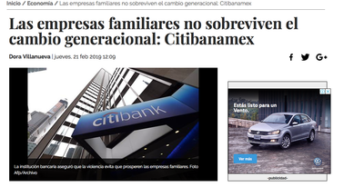 Las empresas familiares no sobreviven el cambio generacional: Citibanamex