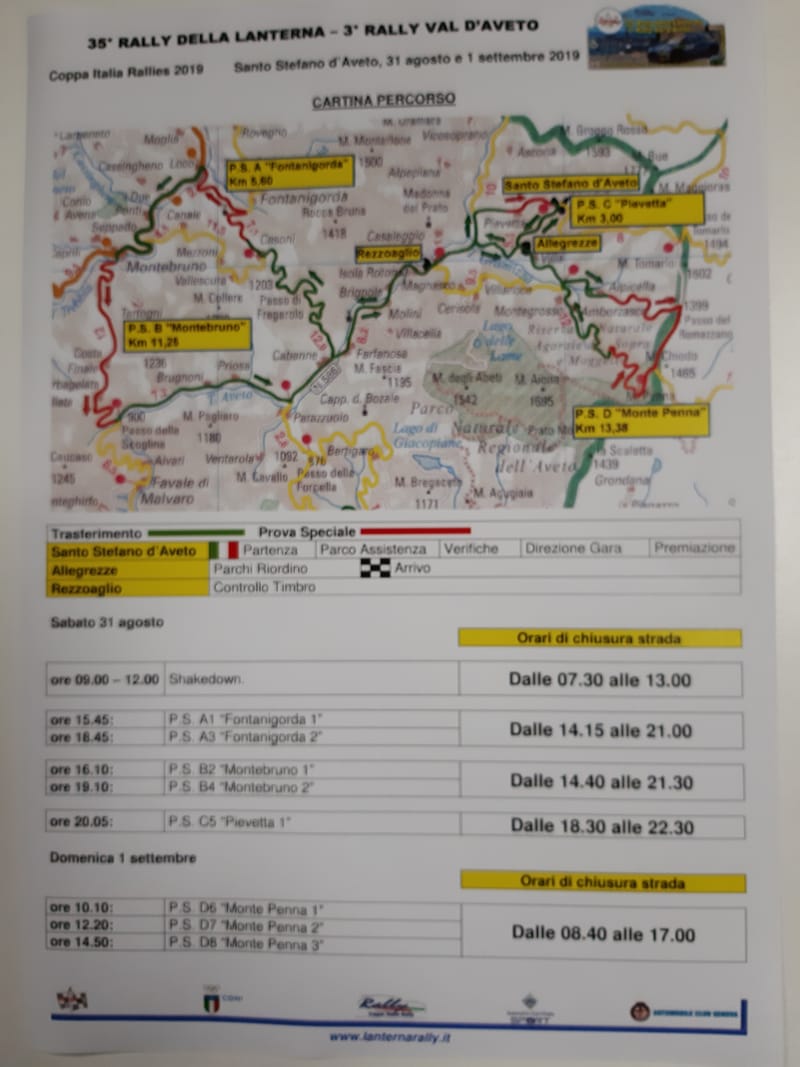 35° RALLY DELLA LANTERNA - 3° RALLY VAL D'AVETO