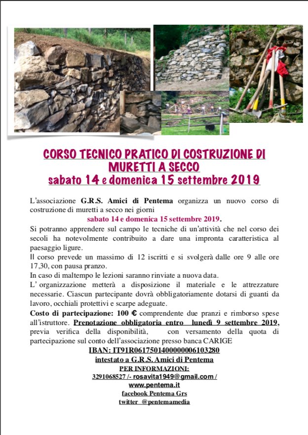 Corso tecnico e pratico di costruzione muretti a secco