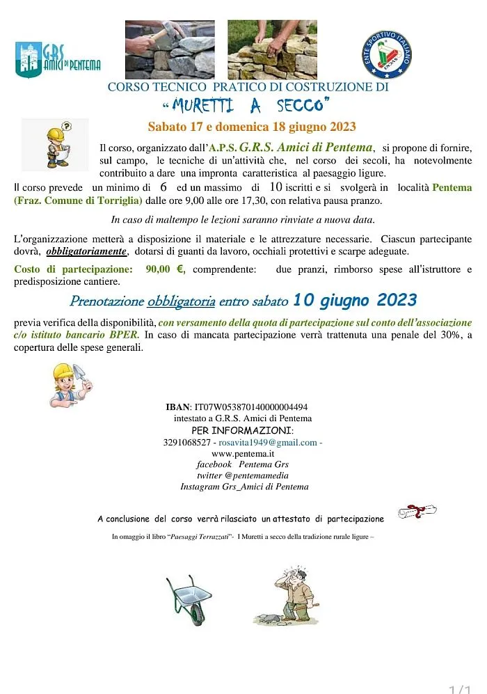 Corso tecnico-pratico di costruzione di muretti a secco