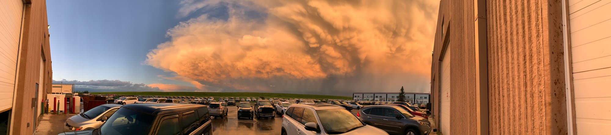 Lot of vehicles about to get hit with hail damage