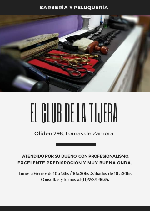 Barbería y  Peluquería  "El Club de la Tijera ".