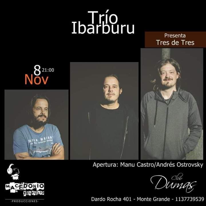 El viernes 8/11 estaremos abriendo con algunos temas a este tremendo trío!