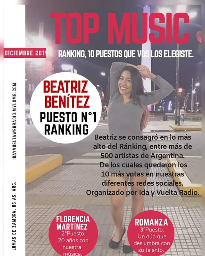 Puesto N °1 del Top Music Ranking. Beatriz Benitez.!!
