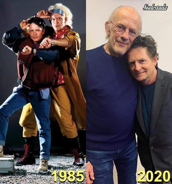 VOLVER AL FUTURO. (Más de dos décadas después, se reencontraron Michael Fox y Christopher Lloyd).