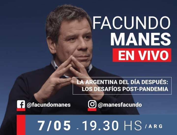 Facundo Manes, en vivo el próximo 7 de Mayo.
