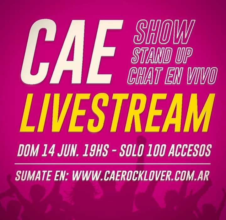 Cae, Domingo 14 de Junio a las 19hs LIVESTREAM.