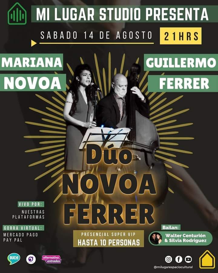 Sábado 14/8 21hs, Duo Novoa / Ferrer en Mi lugar!