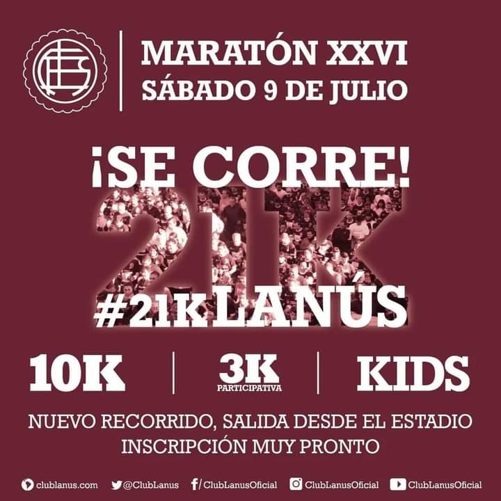 Muy pronto, Maratón del Club Lanús.