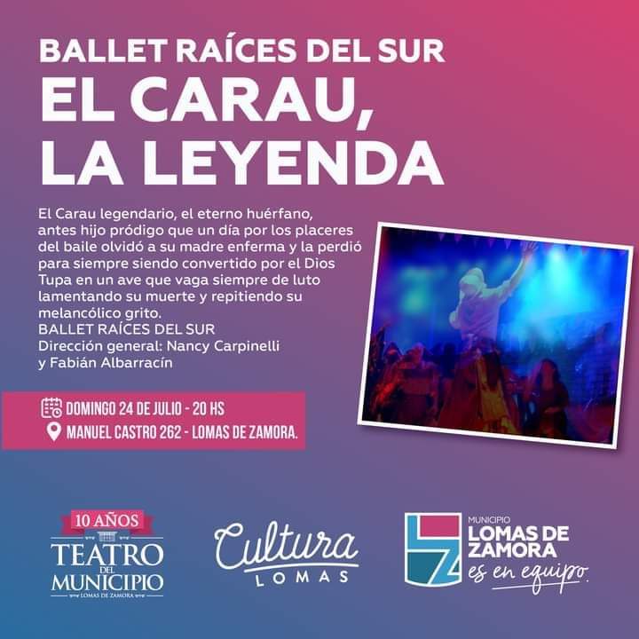 👉 Hoy te invitamos a ver la maravillosa presentación del Ballet Raíces del Sur, quienes nos presentarán "El Carau, La Leyenda".