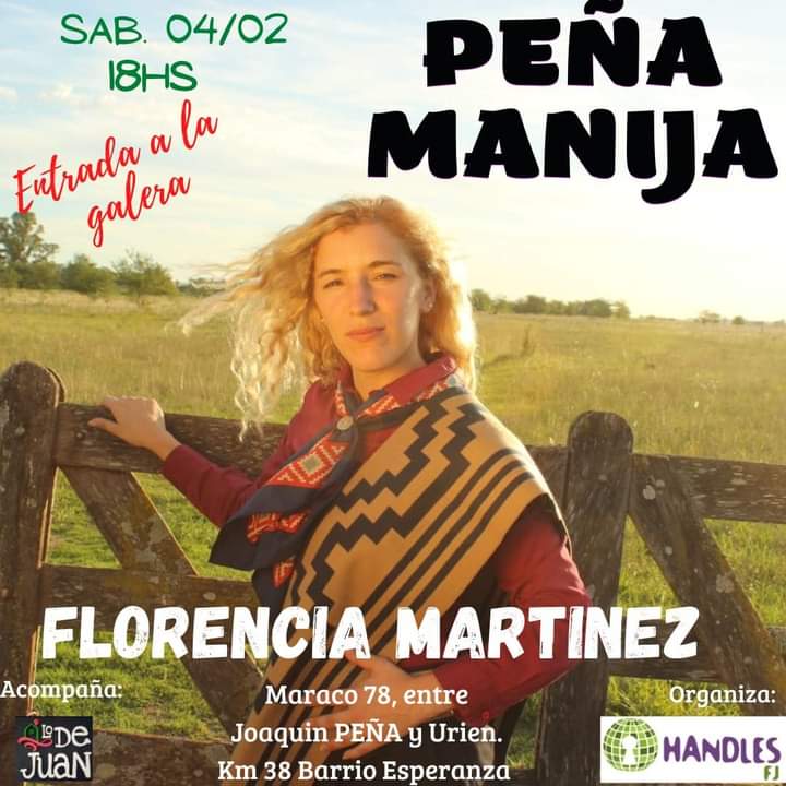 👉 Florencia Martínez se presentará en la Peña Manija.