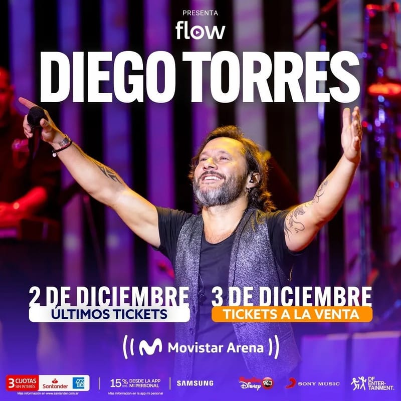 👉 Diego Torres se presentará en Buenos Aires.