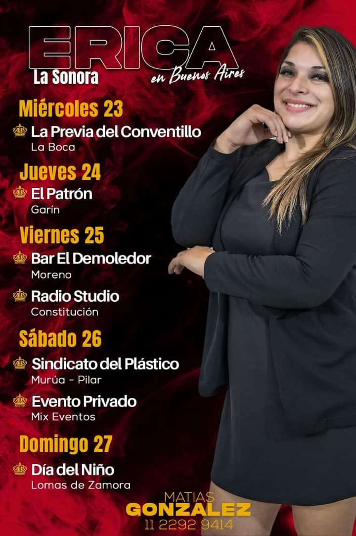 👉 Erica, la Sonora presenta su Agenda en Bs As!