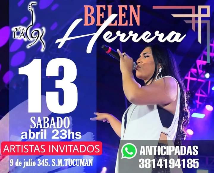 👉 Belen Herrera se presenta en Leña la 9 de Julio.