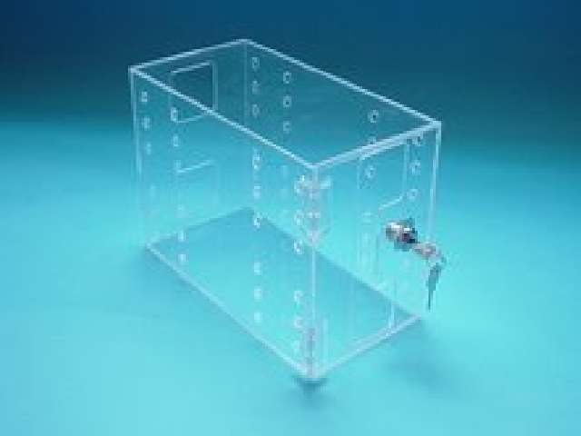 Custom Ventilated Acrylic Security Box with Hinged Lid and Cam Lock