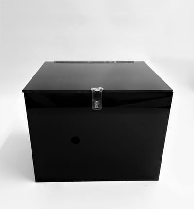 Opaque Black Acrylic Box W/ Hinged Lid and Laser Cut Hole For Scientific Study and Research