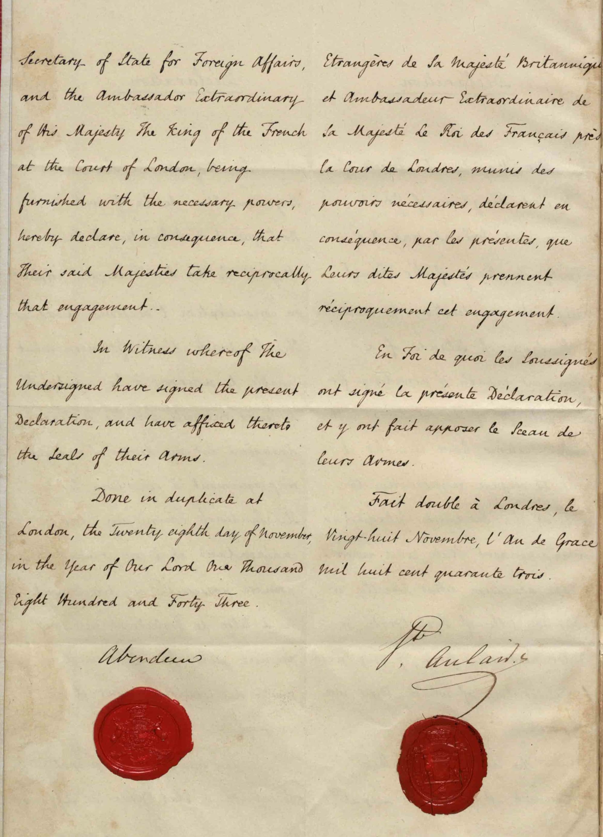 Anglo - Franco Proclamation 1843